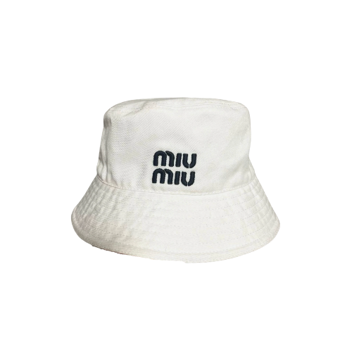 White Miu Miu Drill Bucket Hat