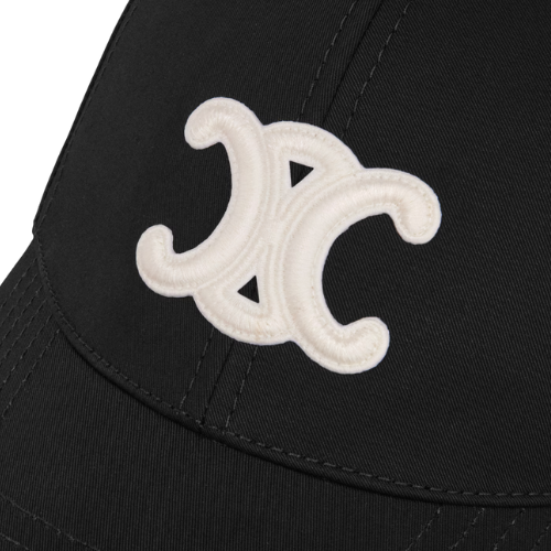 Celine Black Triomphe Baseball Cap In Cotton