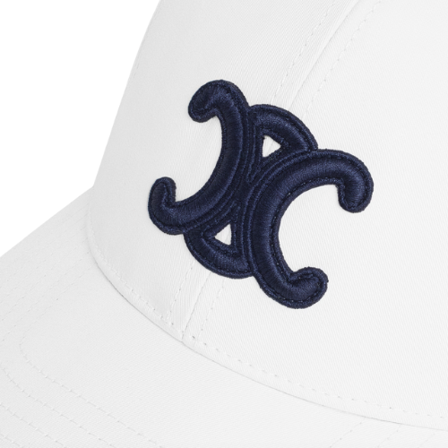 Celine White Triomphe Baseball Cap In Cotton
