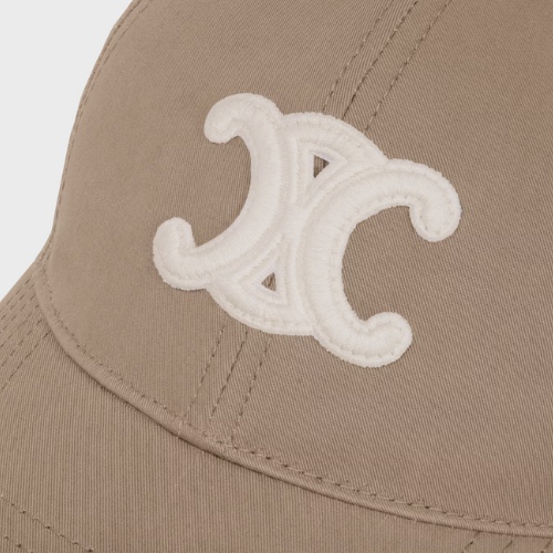 Celine Greige Triomphe Baseball Cap In Cotton