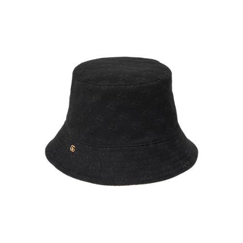 Black Reversible GG canvas bucket hat