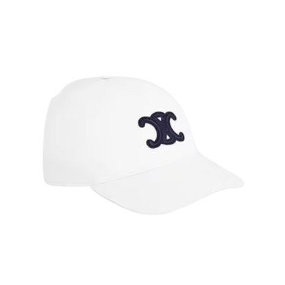 Celine White Triomphe Baseball Cap In Cotton