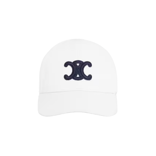 Celine White Triomphe Baseball Cap In Cotton