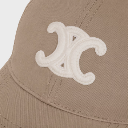 Celine Greige Triomphe Baseball Cap In Cotton