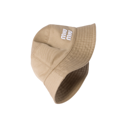 Khaki Miu Miu Drill Bucket Hat "