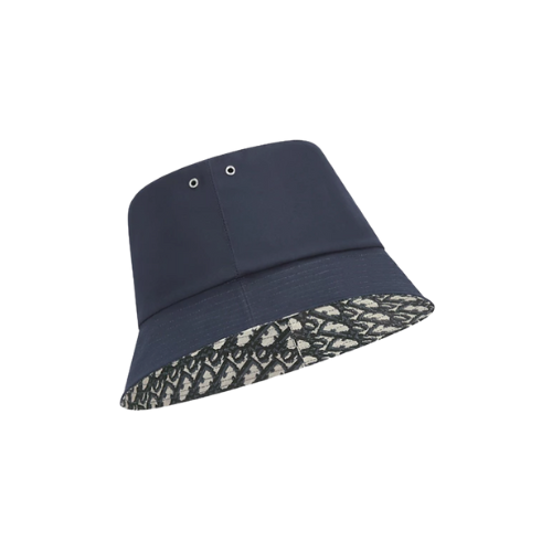 Dior Blue Cotton Blend Reversible Teddy-D Small Brim Bucket Hat
