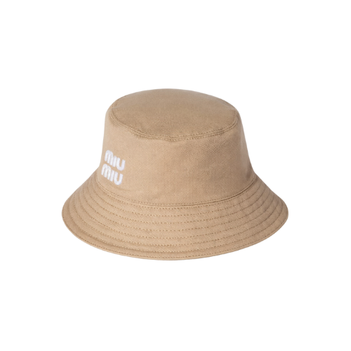 Khaki Miu Miu Drill Bucket Hat "