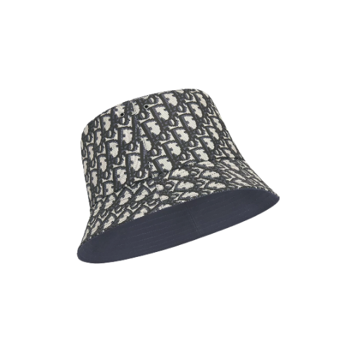 Dior Blue Cotton Blend Reversible Teddy-D Small Brim Bucket Hat