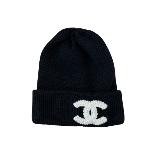 Chanel White CC Logo Beanie