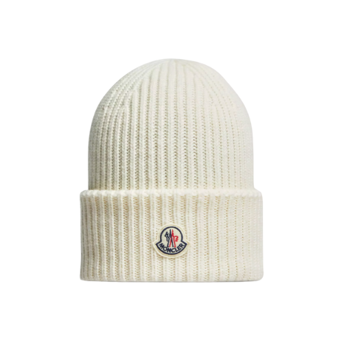 White Moncler Wool and Cashmere Beanie