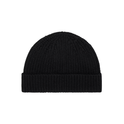 Celine Black Triommphe Beanie In Seamless Cashmere